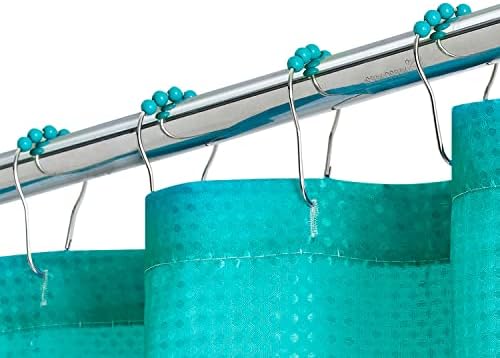 רעיונות לבית יצירתי - סט של 12 ווילון מקלחת מתכת חרוזים טבעות/ווים למוטות וילון אמבטיה | טורקיז כחול